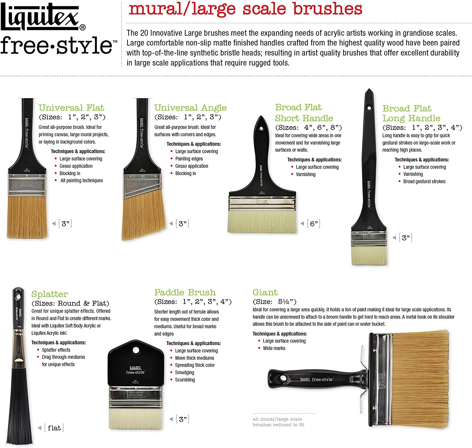 Liquitex 1301003 Professional Freestyle Large Scale Brush, Paddle 3-inch, Black - Image 3